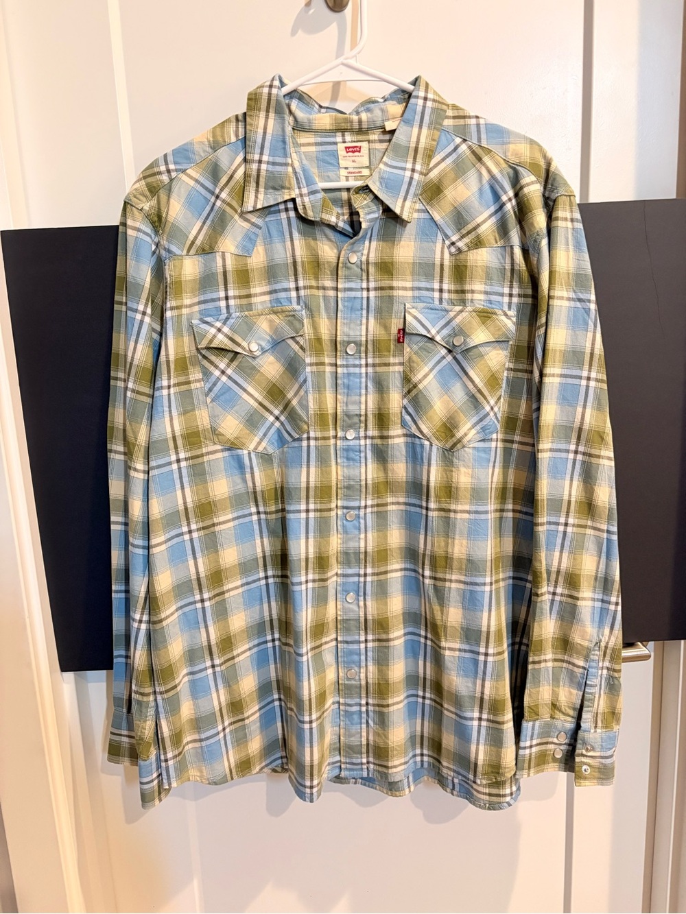 Men’s Levi's Green & Light Blue Plaid Kids Button-Down Shirt